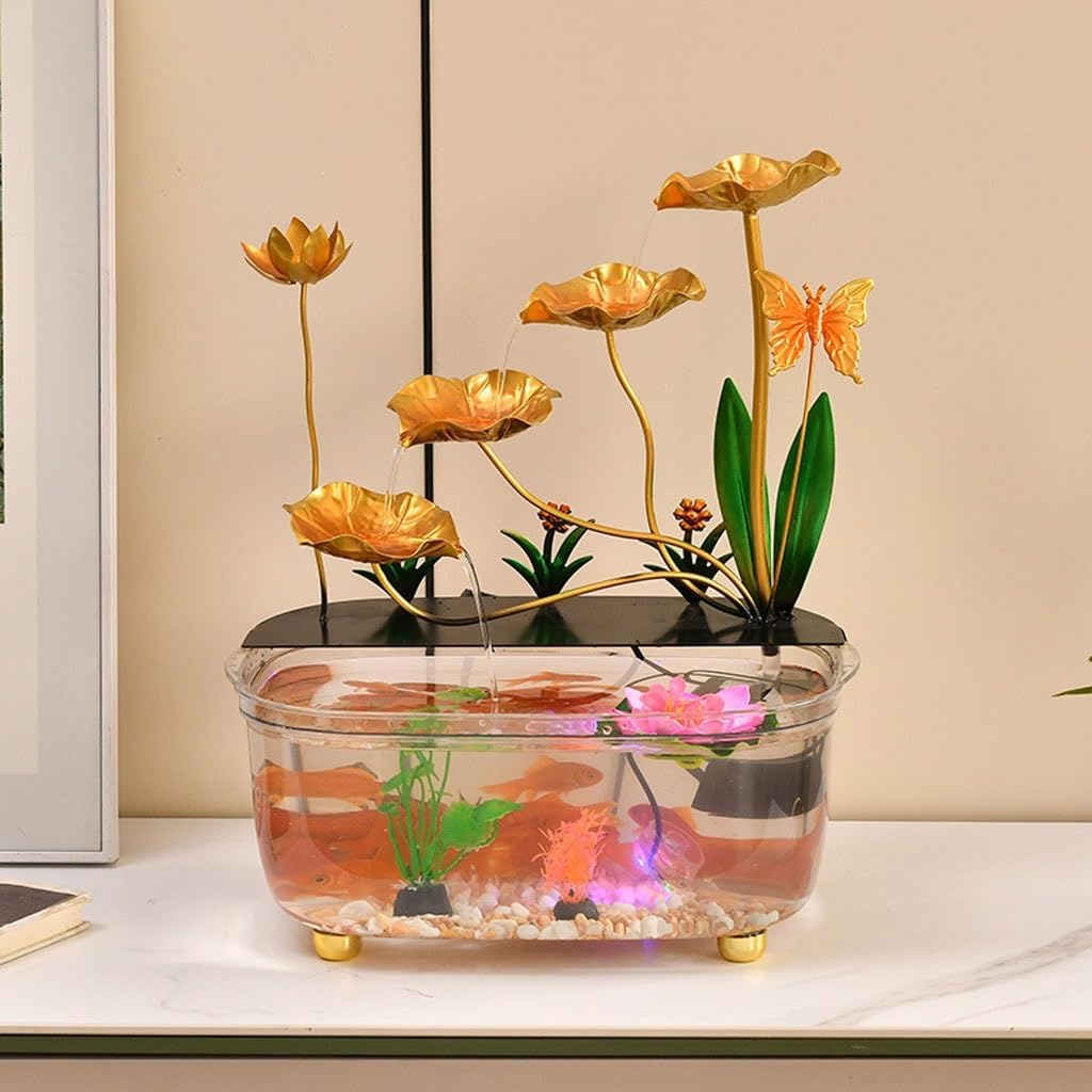 Tabletop Waterfall Tabletop Fountain Wrought Iron Water Ornaments Fish Tank Office Desktop Ornaments Home Decoration Ornaments Tabletop Water Fountain