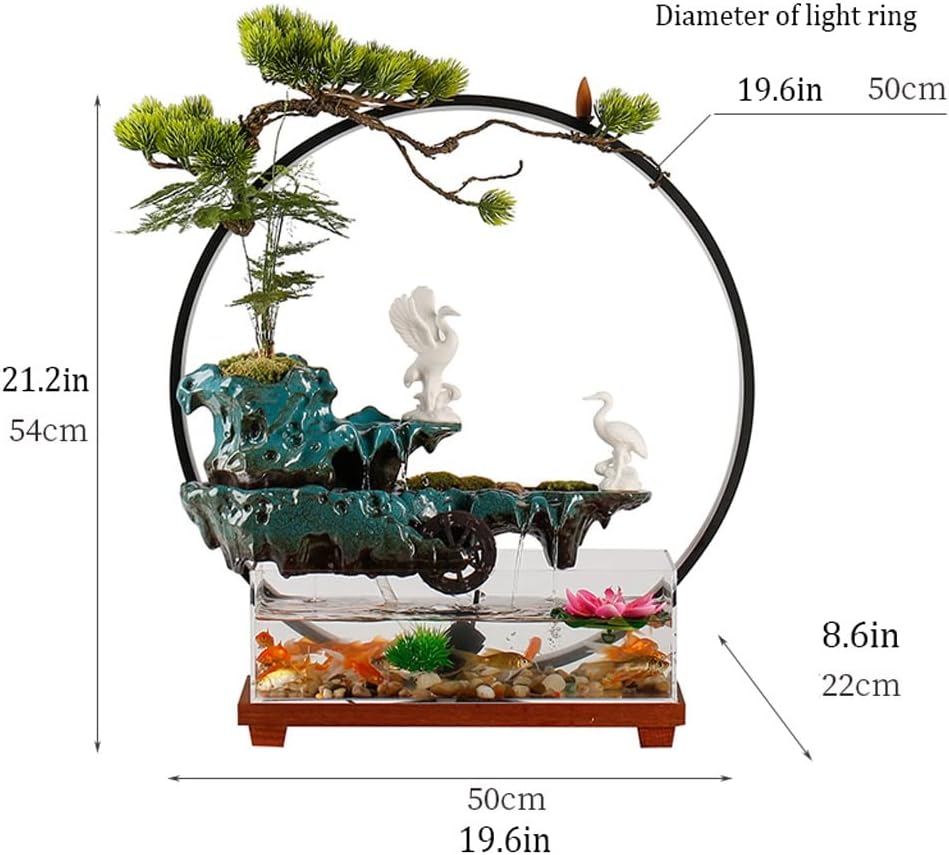 Tabletop Fountains Tabletop Fountain Office Desk Decoration Fountain Indoor Ceramic Rockery Atomized Fountains Creative Fish Tank Waterfall Desktop Fountain Zen Meditatio