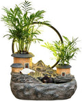 Tabletop Water Fountain Tabletop Fountain Rockery and Water Fountain Earthen Building Ornaments for Home Decor Office Relaxation Meditation Fountain