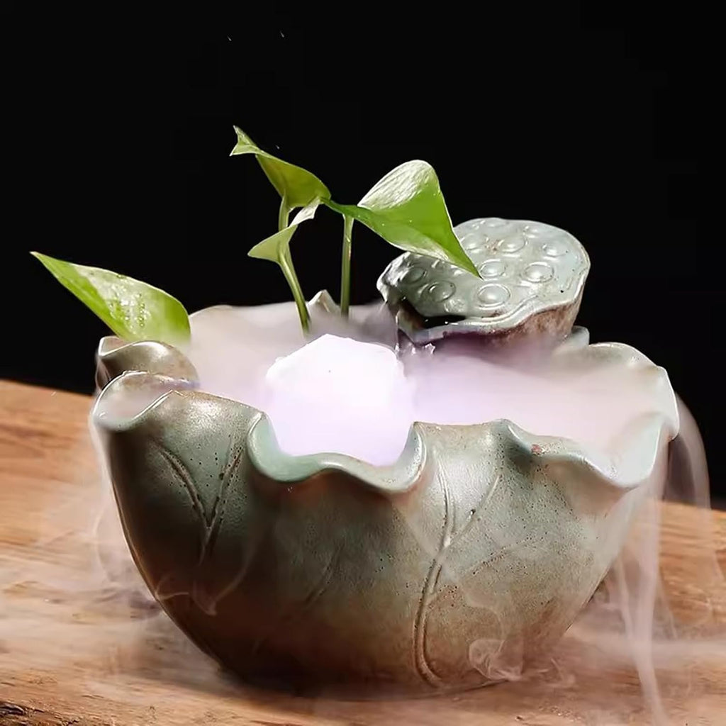 GRFIT Tabletop Fountain New Chinese Style Ceramic Simple Flowing Water Fountain Decoration Recycling Office Living Room Desktop Decoration Desktop Fountain