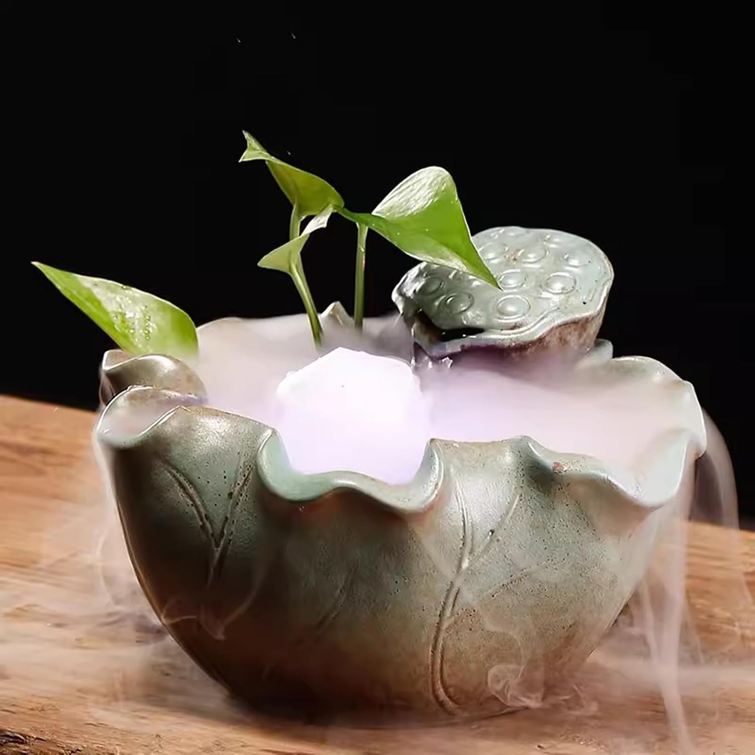 GRFIT Tabletop Fountain New Chinese Style Ceramic Simple Flowing Water Fountain Decoration Recycling Office Living Room Desktop Decoration Desktop Fountain