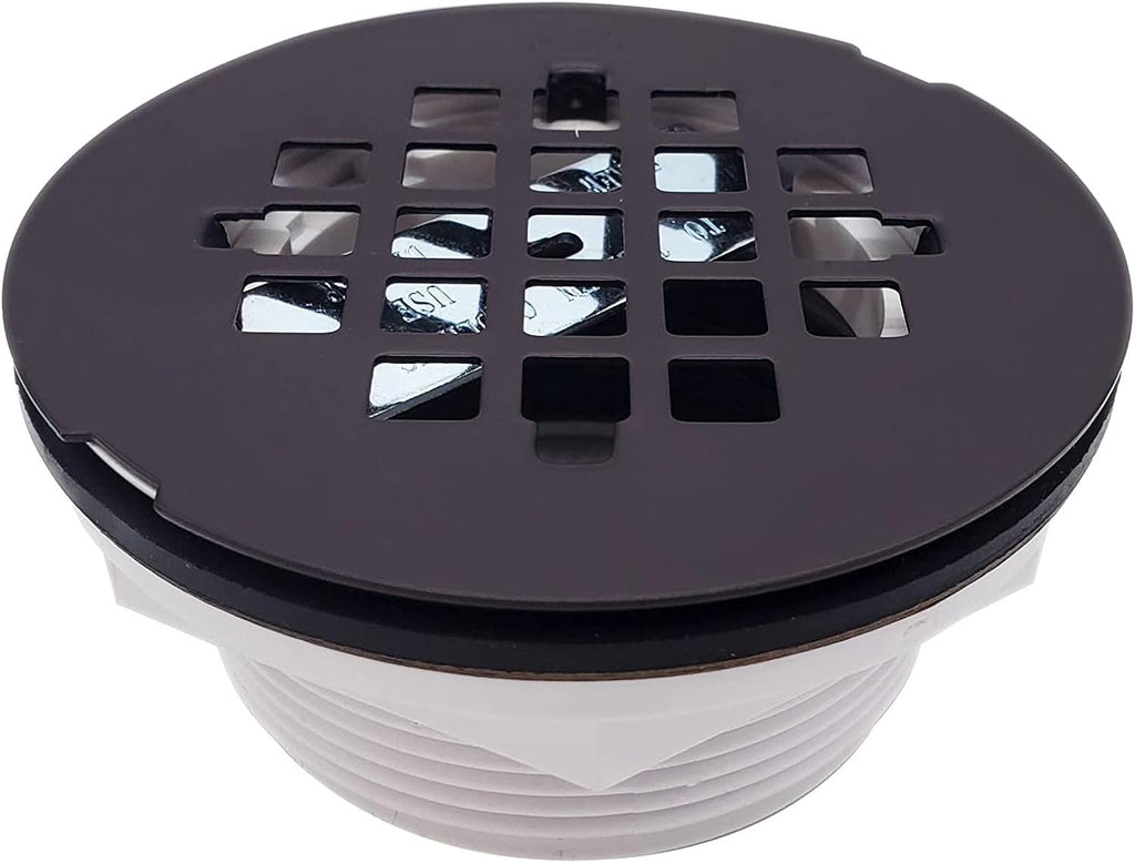 Westbrass D206P-5-12 2' No-Caulk PVC Compression Shower Drain with 4-1/4' Round Grid Cover, Oil Rubbed Bronze (5-Pack)