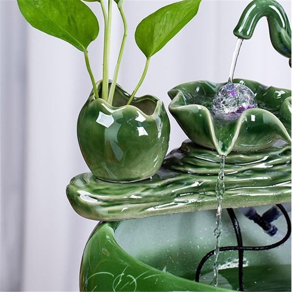 Easy Install Ceramic Tabletop Fountain Automatic Flowing Fish Tank for Indoor and Home Decoration(Large)