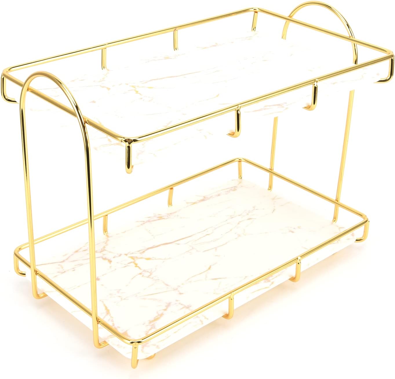 Bathroom Storage,Shower Shelf, 2 Tiers Gold Bathroom Countertop Rack Metal Storage Shelf Bathroom Corner Shelf Bathroom Countertop Rack Bathroom Container for Home Hotel Gold