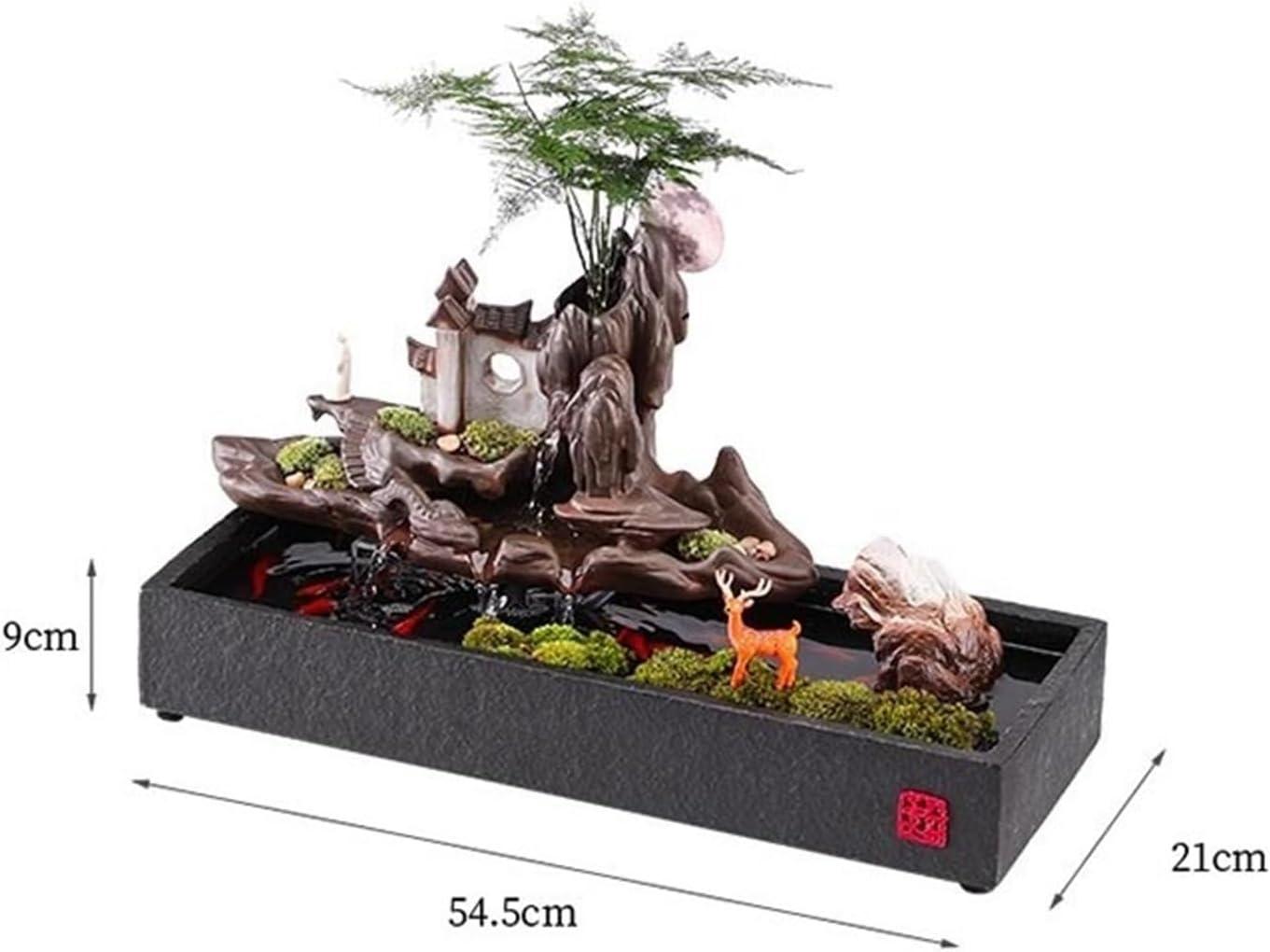 Tabletop Fountain Ceramic Rockery and Flowing Water Desktop Fish Tank Home Relaxation Serene Table Decor Tabletop Water Fountain