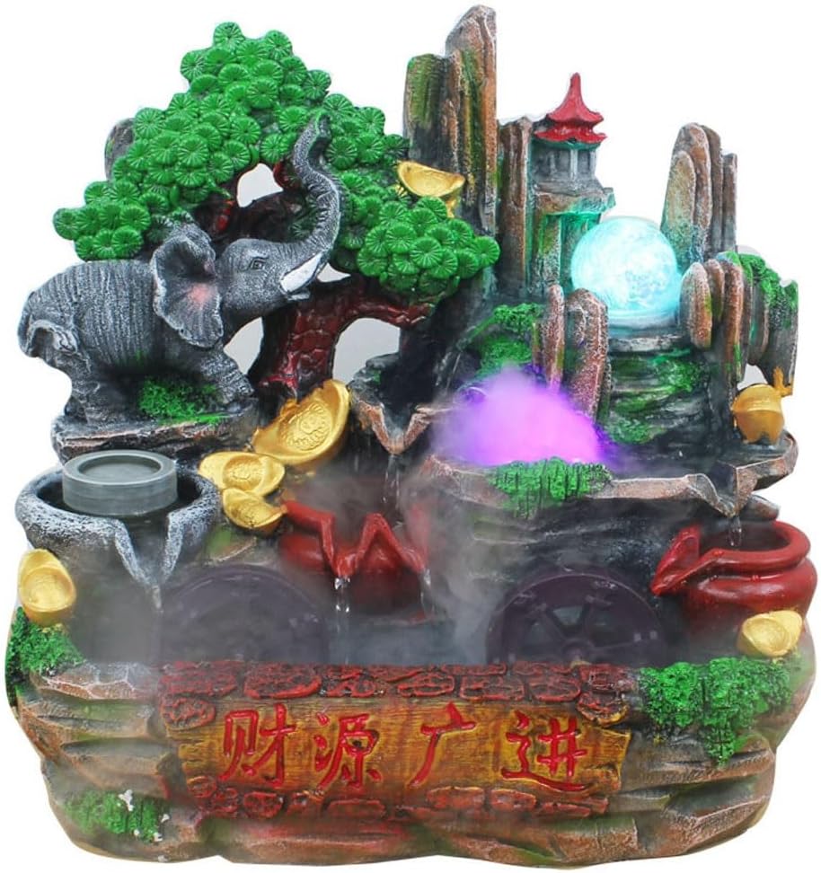 House Decorative Items Tabletop Fountain Fish Tank Resin Rockery Water Fountain Creative Home Decoration Crafts Tabletop Waterfall Fountain,A