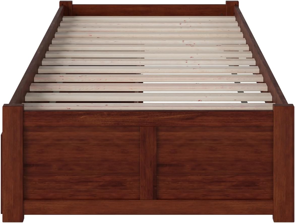 AFI Concord Twin XL Size Platform Bed with Footboard & Storage Drawers in Walnut