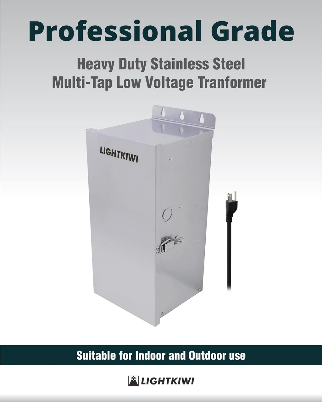 Lightkiwi U8810 600W Low Voltage Landscape Lighting Transformer, 120V to 12V–15V AC Multi-Tap, Weatherproof Outdoor Power Supply for Garden, Path & Spot Lights, Pool/Spa, ETL Listed