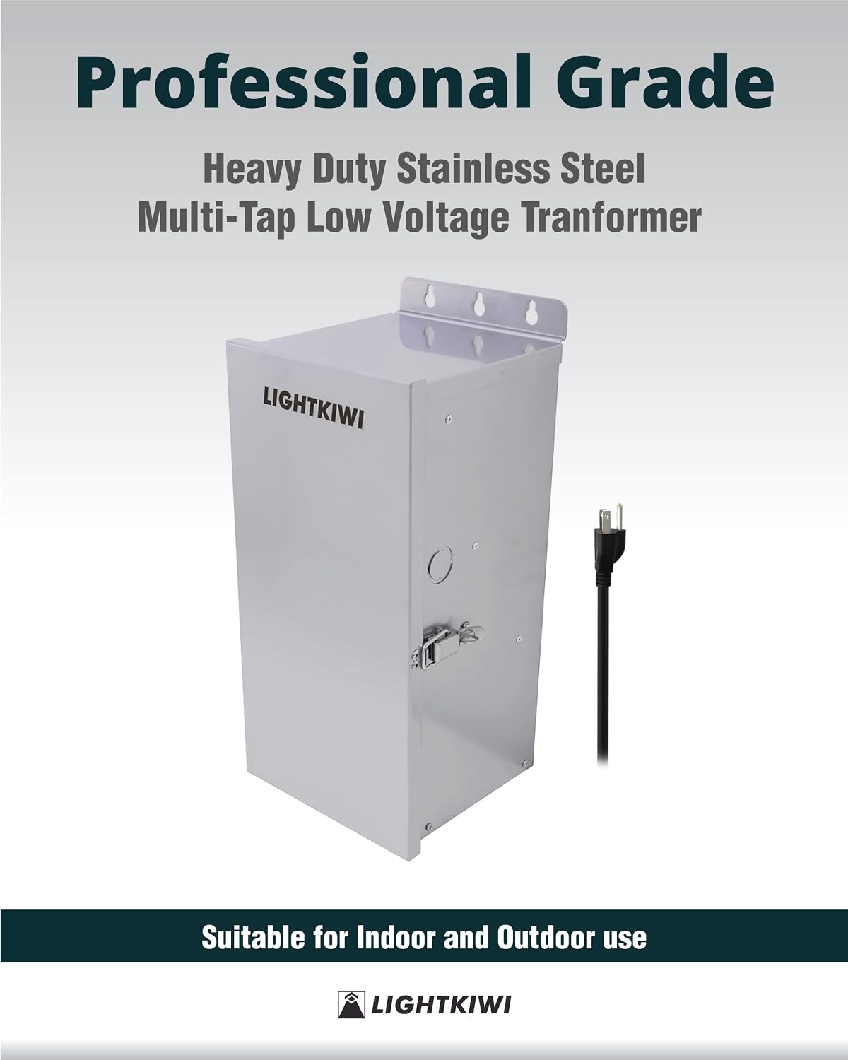 Lightkiwi U8810 600W Low Voltage Landscape Lighting Transformer, 120V to 12V–15V AC Multi-Tap, Weatherproof Outdoor Power Supply for Garden, Path & Spot Lights, Pool/Spa, ETL Listed