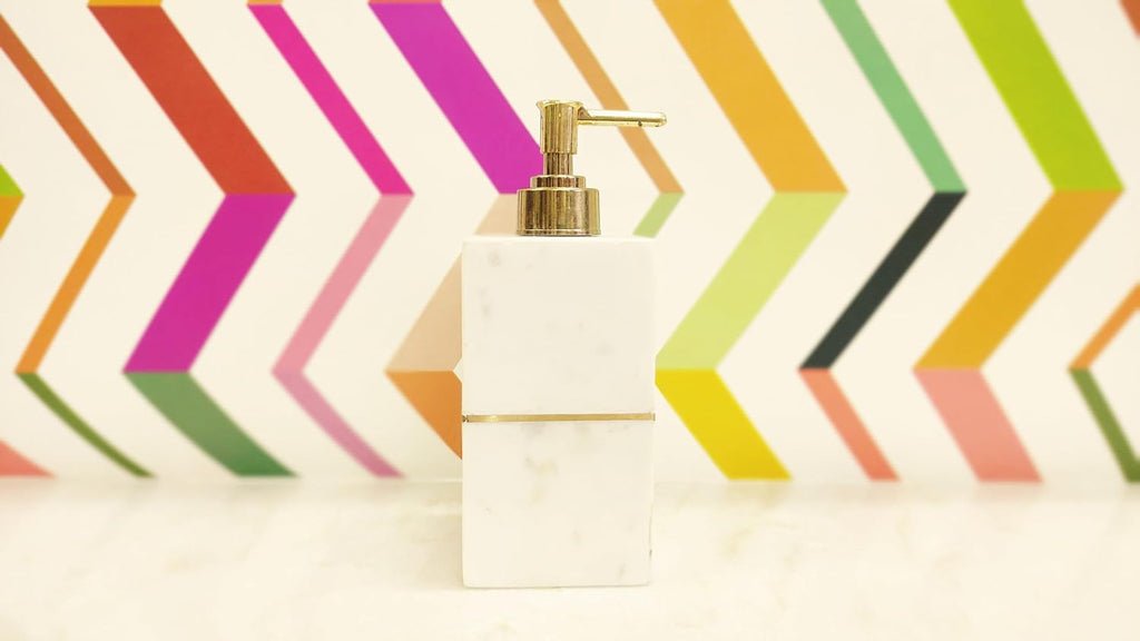 Marble Bathroom Accessories Set, Marble Soap Dispenser, Marble Decorative Small Tray, Marble Decorative Big Tray, Marble Tooth Brush Holder, Marble Bathroom Set Home Decor (Set of 4 Pieces)