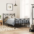 Metal Bed Frame Queen Size with Footboard Black Steel Platform Bed Frame 39.4'x78.7' Sturdy Bedframe for Bedroom Underbed Storage Space Heavy Duty Support