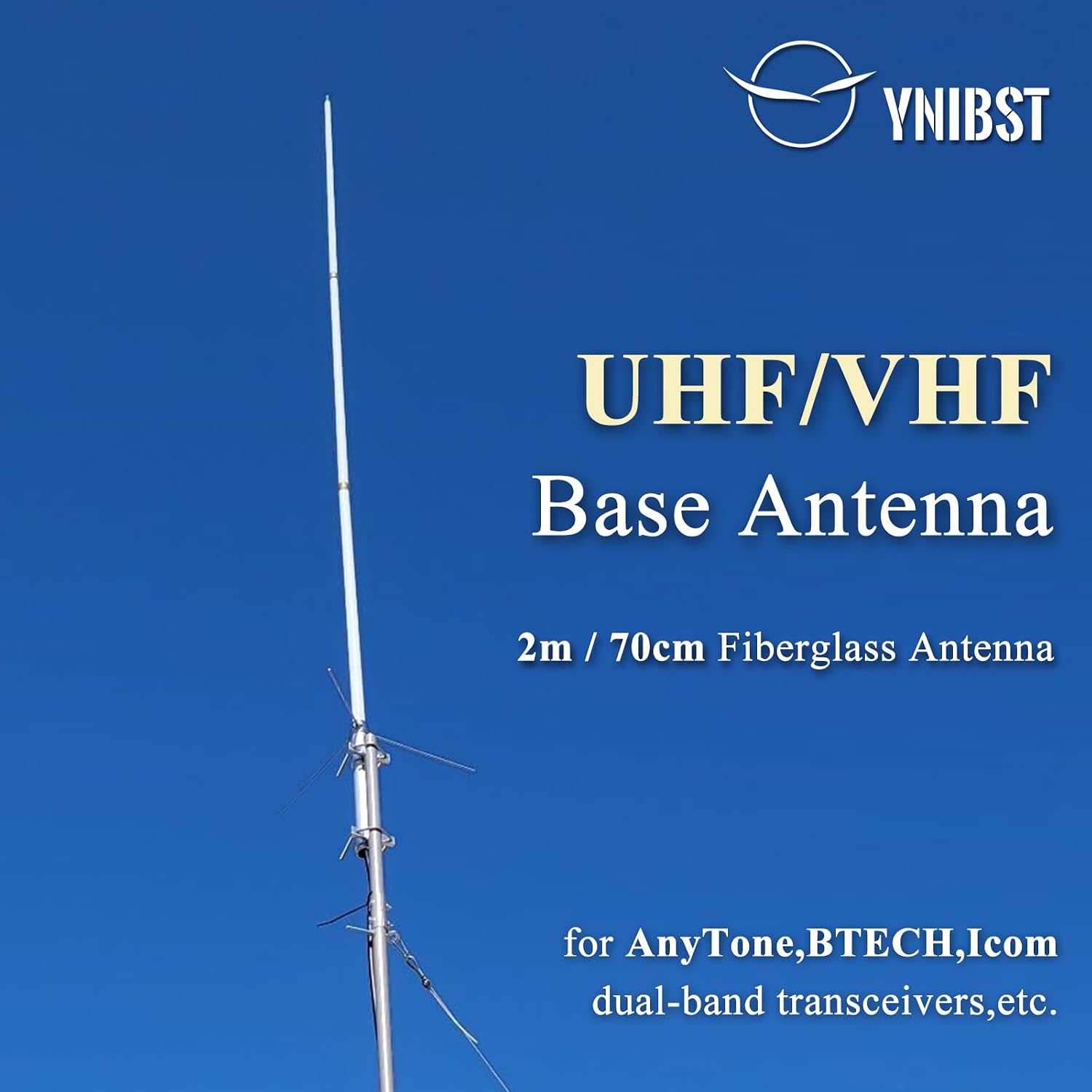 2m/70cm Dual-Band Base Station Antenna, 200W 5.5/8.5dBi High Gain Fiberglass Antenna,for AnyTone BTECH Icom Motorola Mobile Transceiver Repeater