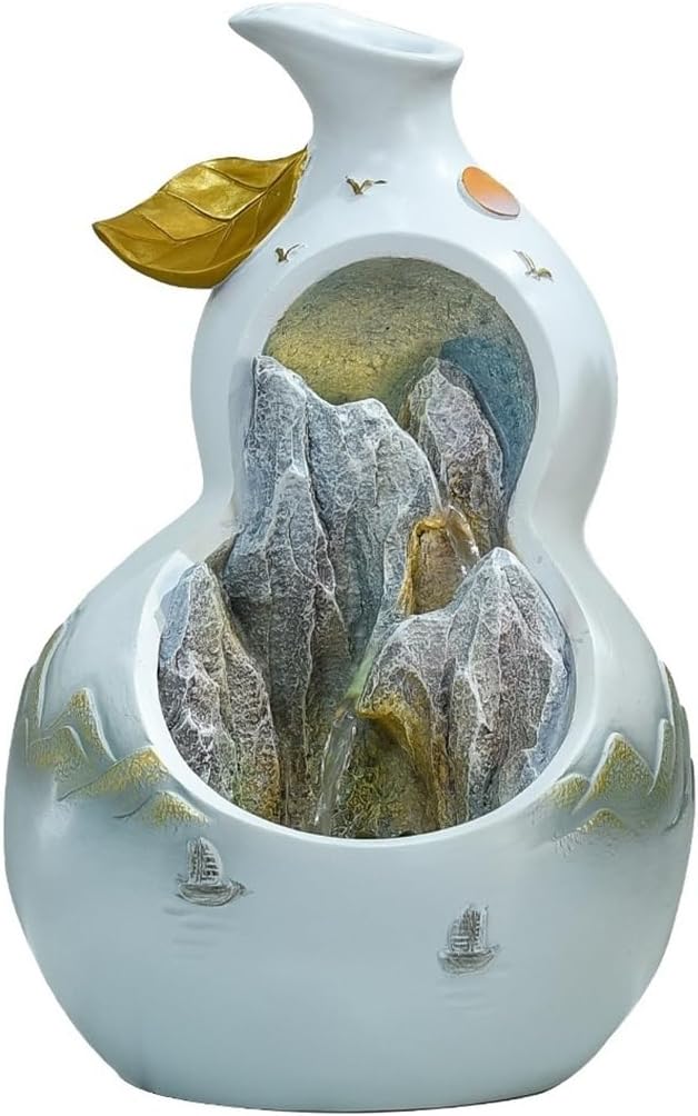Tabletop Fountain Decorative Indoor Fountain Meditation Gurgling Water Fountain Home Office Decor(Yellow)