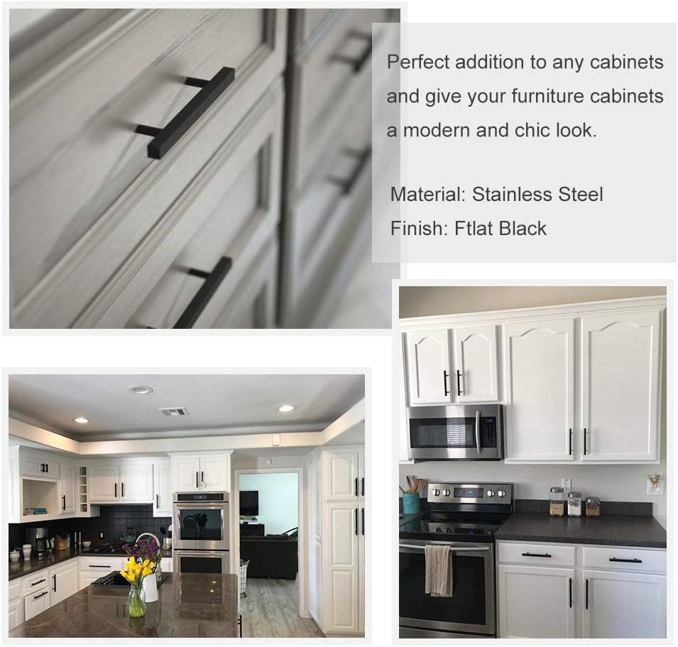 Peaha Case of 50 Black Cabinet Pulls 115mm - PHJ22BK115 Kitchen Drawer Handles Metal Cupboard Hardware for Dresser