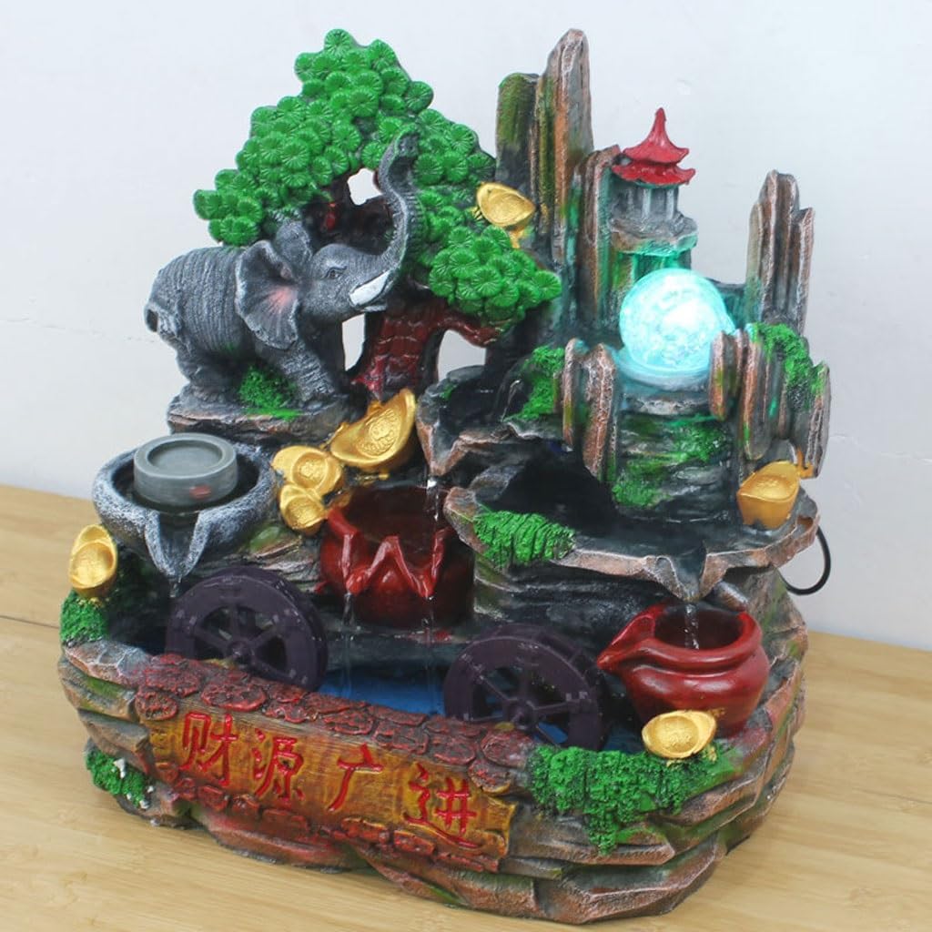 House Decorative Items Tabletop Fountain Fish Tank Resin Rockery Water Fountain Creative Home Decoration Crafts Tabletop Waterfall Fountain,A
