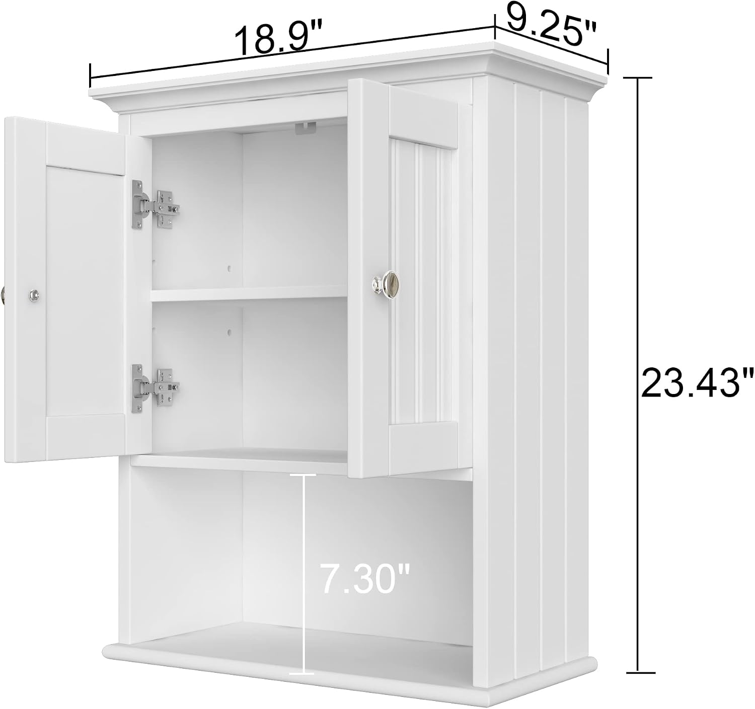 Treocho Wood Wall Cabinet, Bathroom Medicine Cabinet Storage with Doors and Adjustable Shelf, Rustic Cabinet Wall Mounted for Bathroom, Livingroom, Kitchen, Cupboard, White