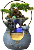 Tabletop Fountain Tabletop Water Fountain Rockery with Waterfall and Fountain Decorative Piece for Home Office Decor(Gris)