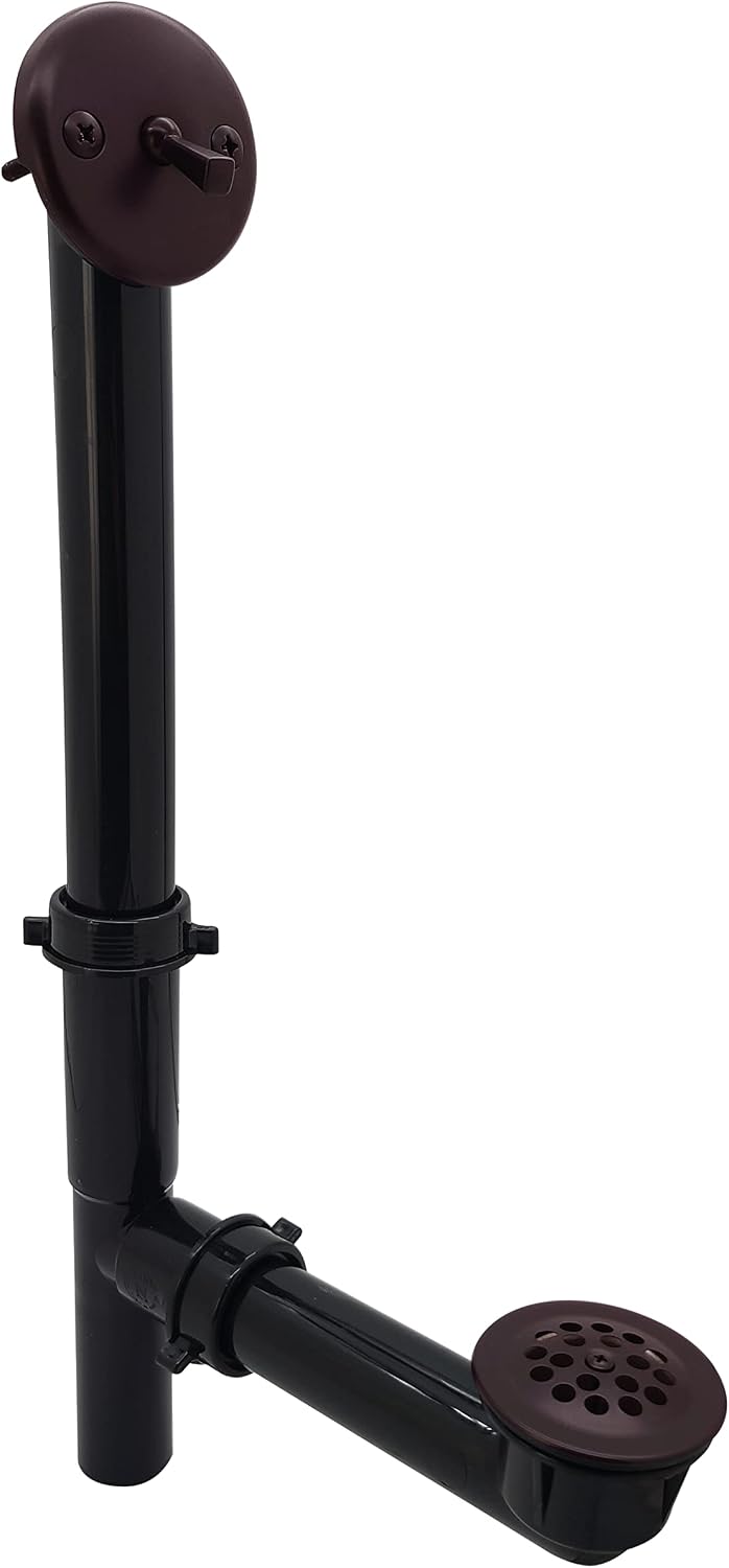 Westbrass Y592144-4-12 1-1/2' x 14' Black Tubular Bath Waste & Overflow Assembly with Trip Lever and Beehive Strainer Grid Drain, Oil Rubbed Bronze (4-Pack)