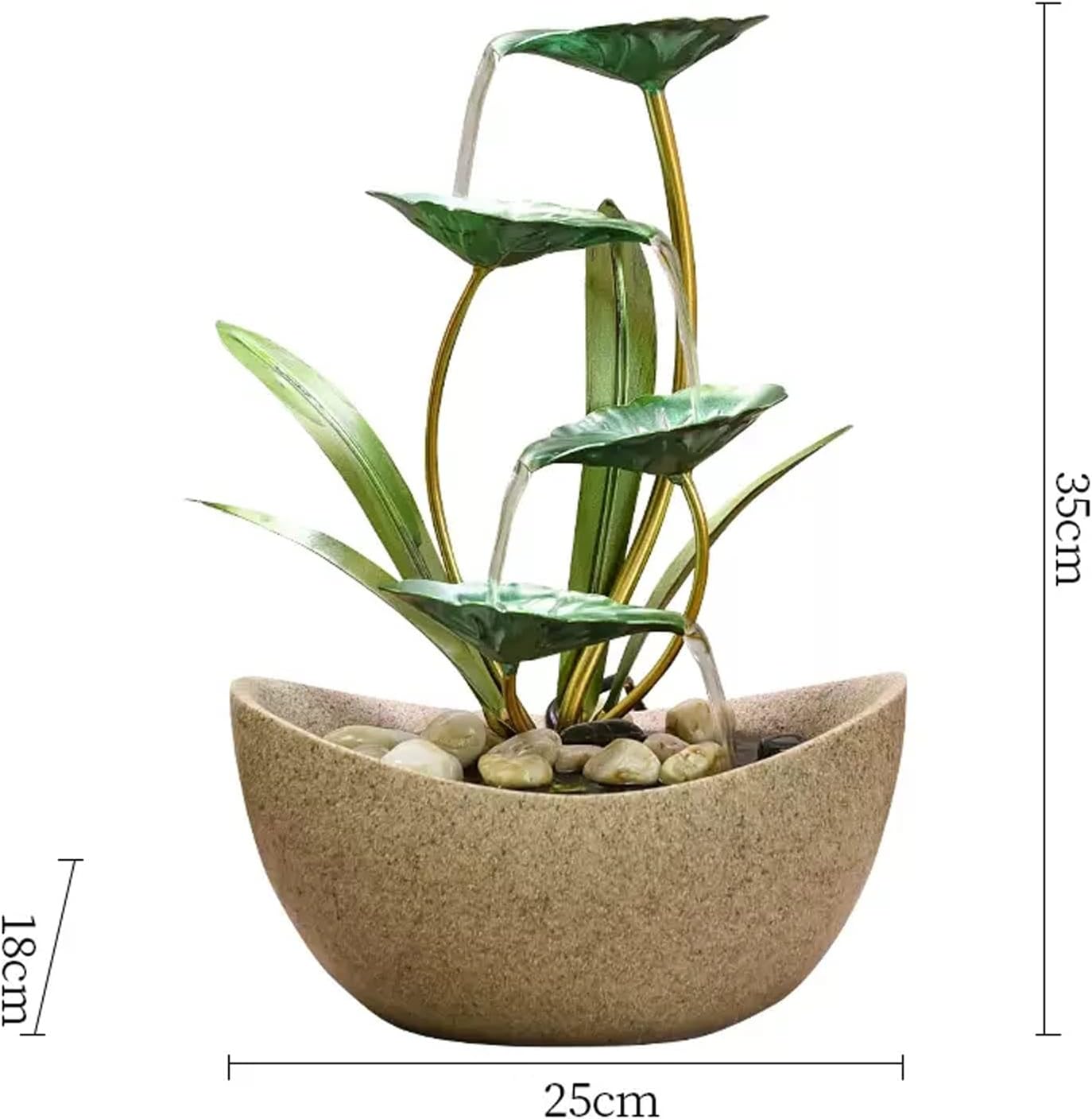 Tabletop Fountain Tabletop Fountain Desktop 4-Tier Indoor Green Iron Lotus Leaf Relaxation Fountains Waterfall Office Home Decor