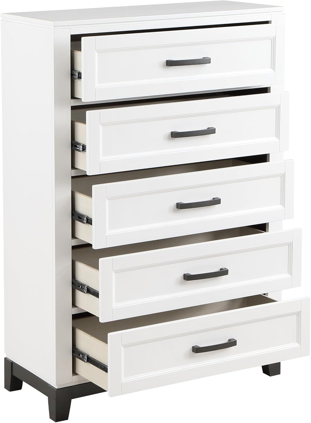 Transitional Bedroom Queen Size 4-Pieces Set Platform Bed Footboard Drawers White Finish Furniture