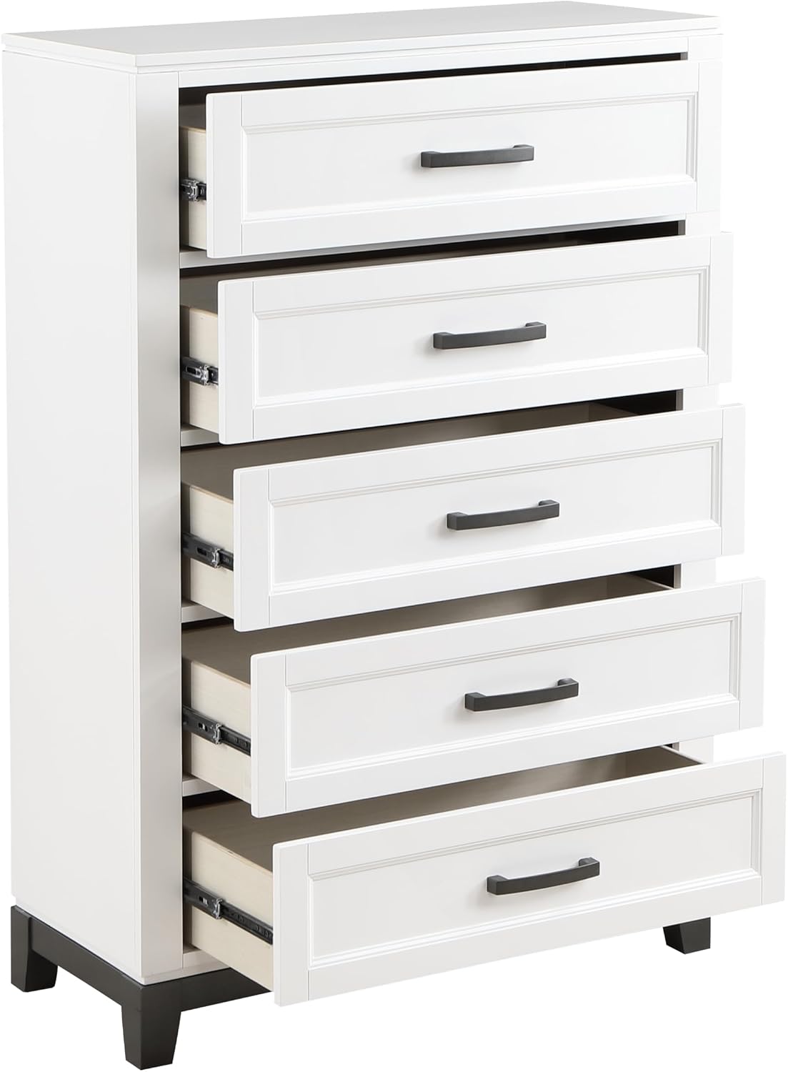 Transitional Bedroom Queen Size 4-Pieces Set Platform Bed Footboard Drawers White Finish Furniture