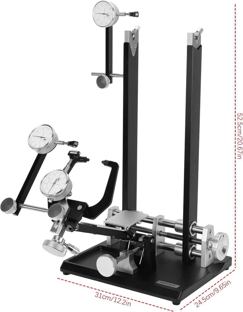 Wheel Truing Stand with Precision Dial Indicators Bike Repair Truing Bearing Stand with Tool Holder for Wheel Alignment and Disc Rotor Check