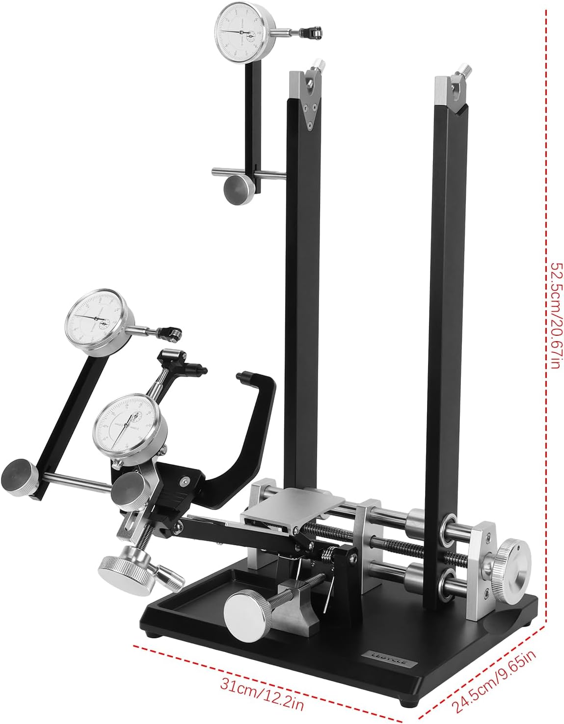 Wheel Truing Stand with Precision Dial Indicators Bike Repair Truing Bearing Stand with Tool Holder for Wheel Alignment and Disc Rotor Check