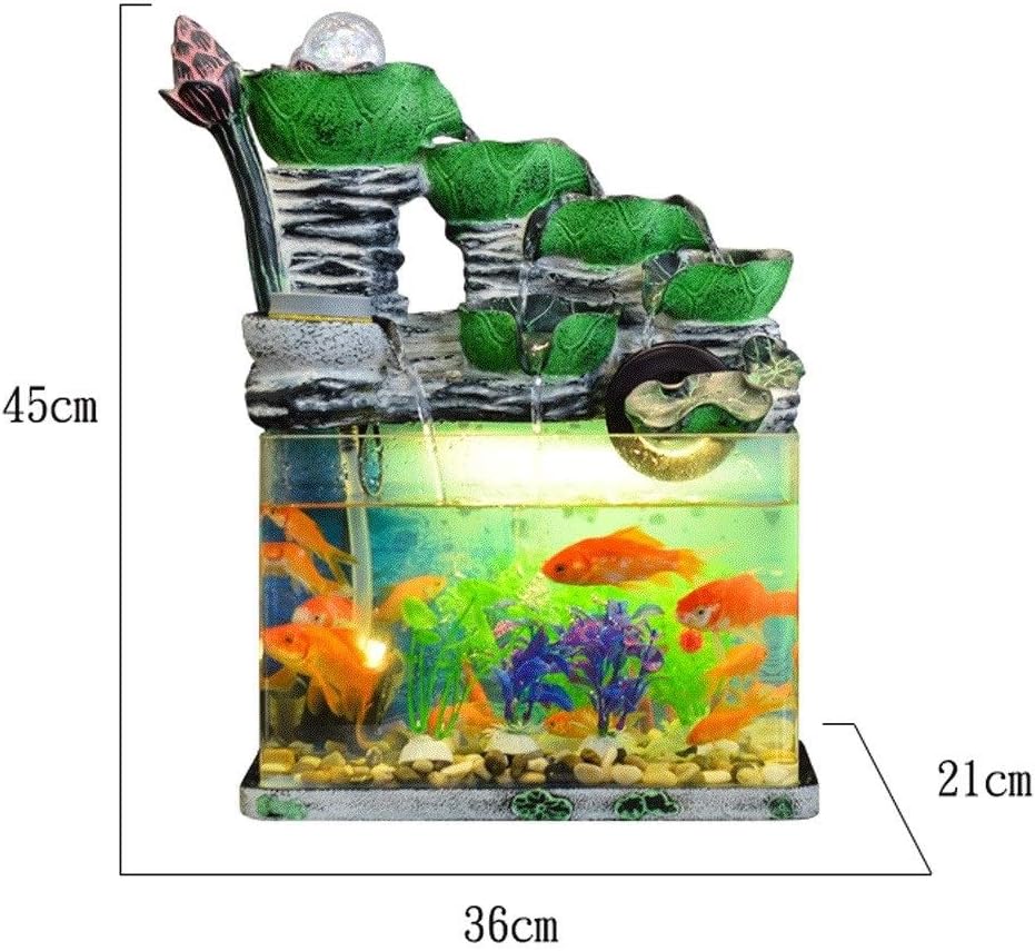Staggered Lotus Cascading Fountain 5-Tiered Falls Tabletop Water Fountain and Fish Tank for Home Office Decor(L)