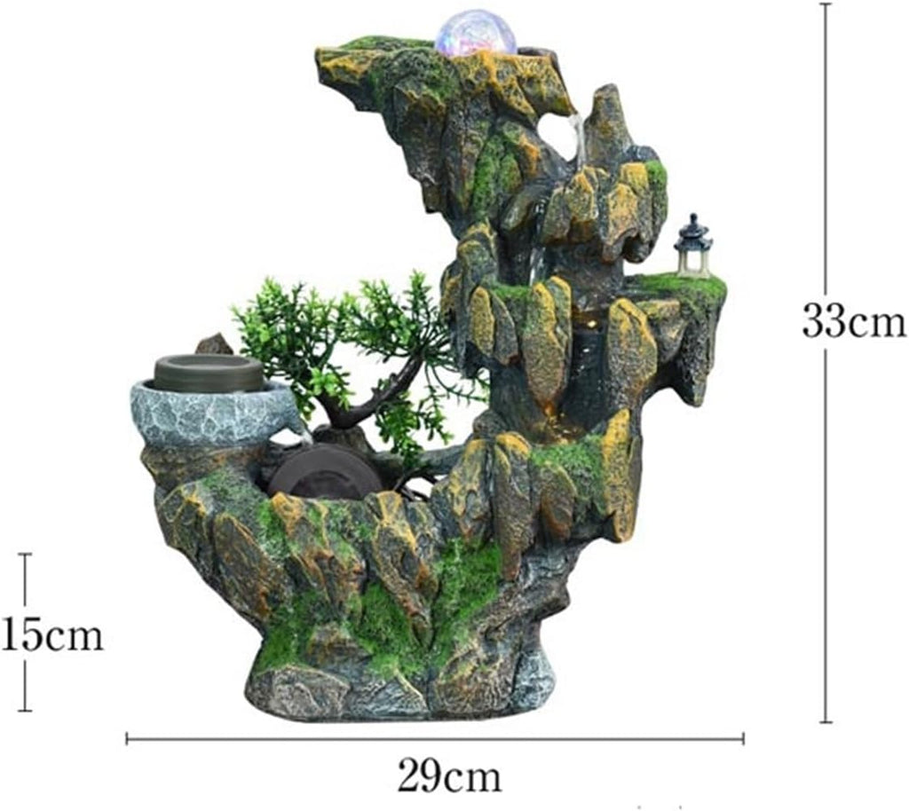 Tabletop Fountain Rockery Water Waterfall Plants Desktop Fountain Home Office Decorations