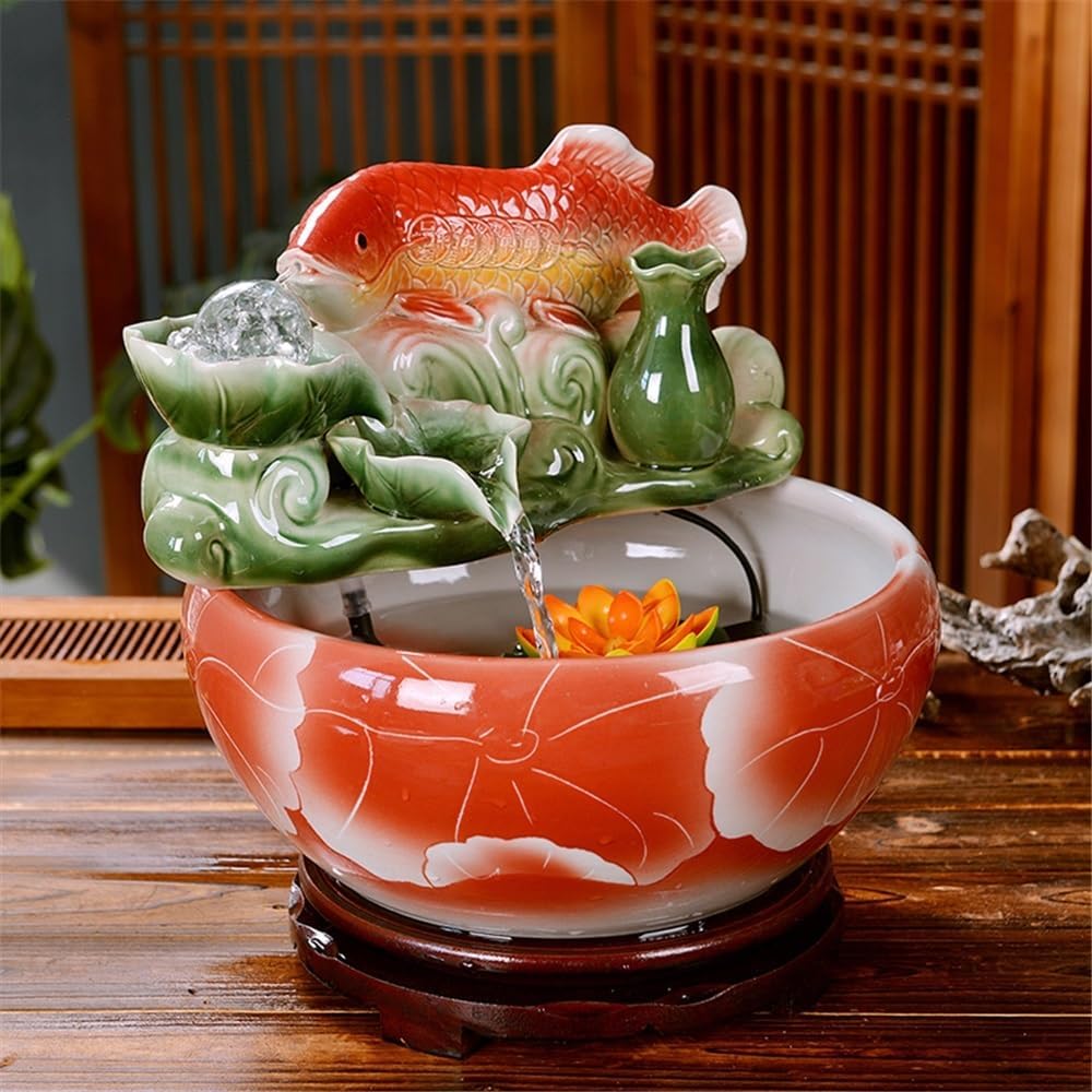 Tabletop Fountain Chinese-Style Desktop Fountains Circulating Water Feature for Meditation Relaxation(Large)