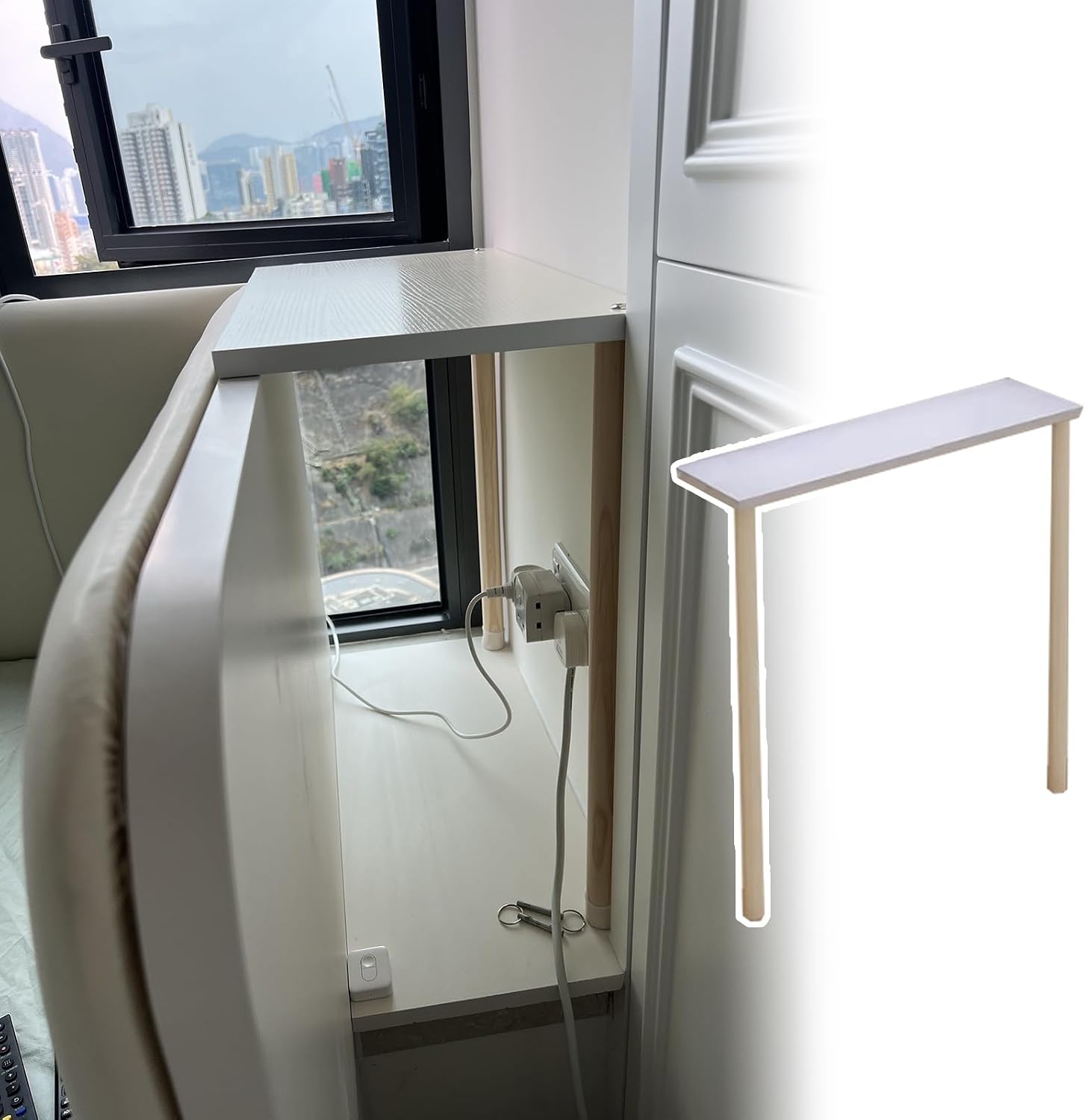 Corner Countertop Extension Board Anti-fall Gap Cover Plate, Space Saving Window Sill Extender Shelf, Assemble Cabinet Shelf for Living Room(90x20x60cm(36x8x24in))