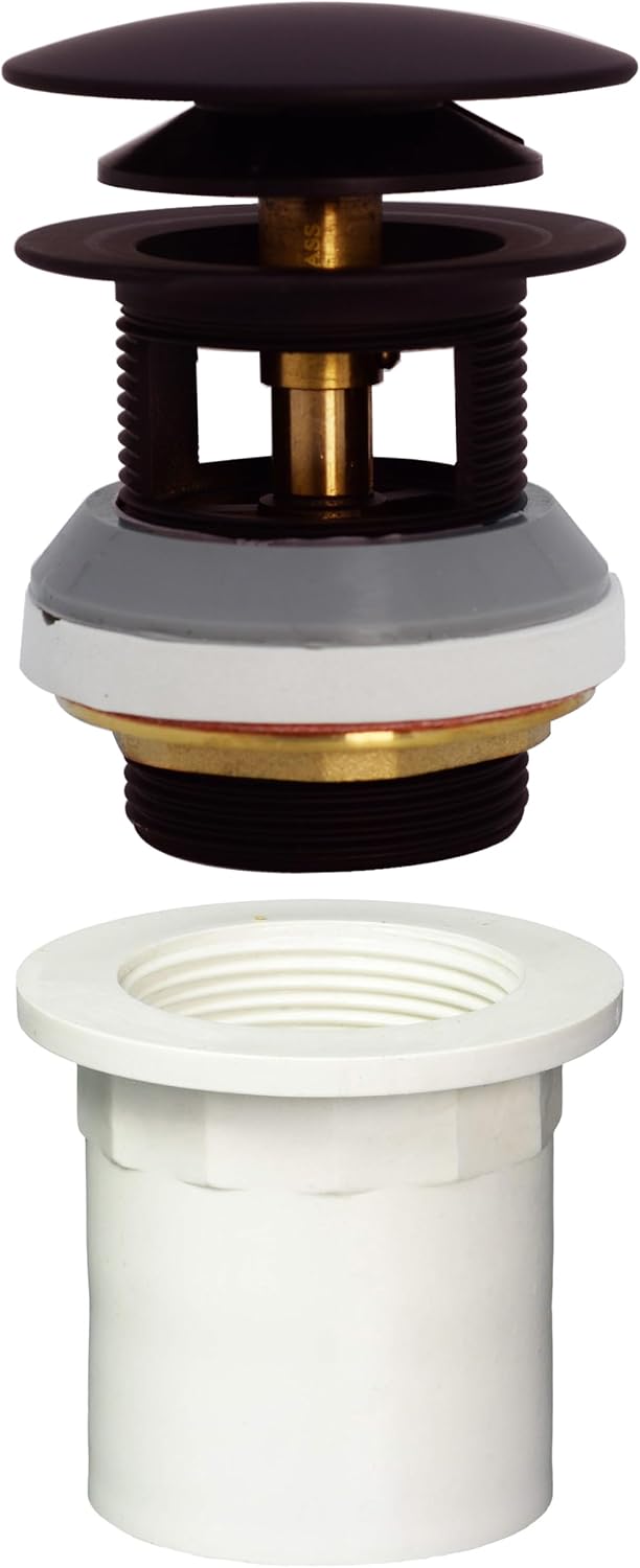 Westbrass D98LTBPA-12 Integrated Overflow Drain 1-1/2 in. NPSM Coarse Thread Tip-Toe Mechanism with PVC Adapter, Oil Rubbed Bronze