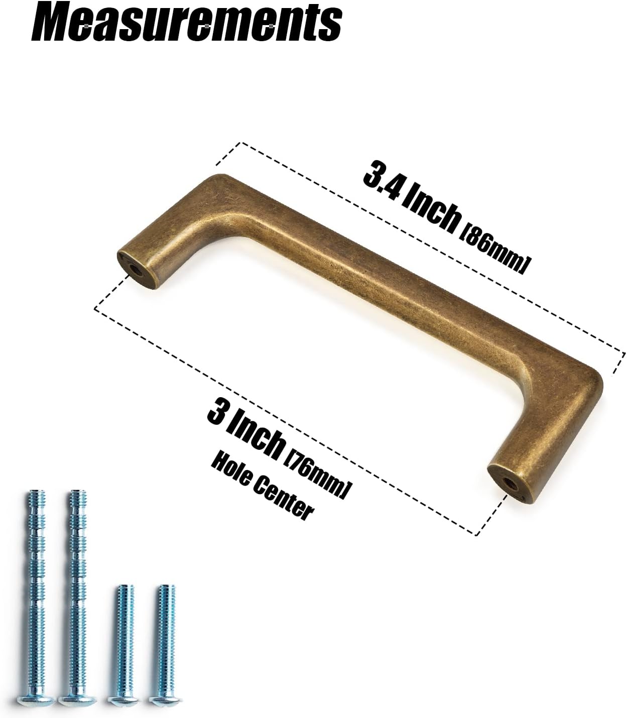 Goo-Ki Antique Brass Cabinet Pulls with 3''(76mm) Hole Centers, Retro Style Zinc Alloy Cabinet Handles for Dresser,Wardrobe,Cupboard- 24 Pack