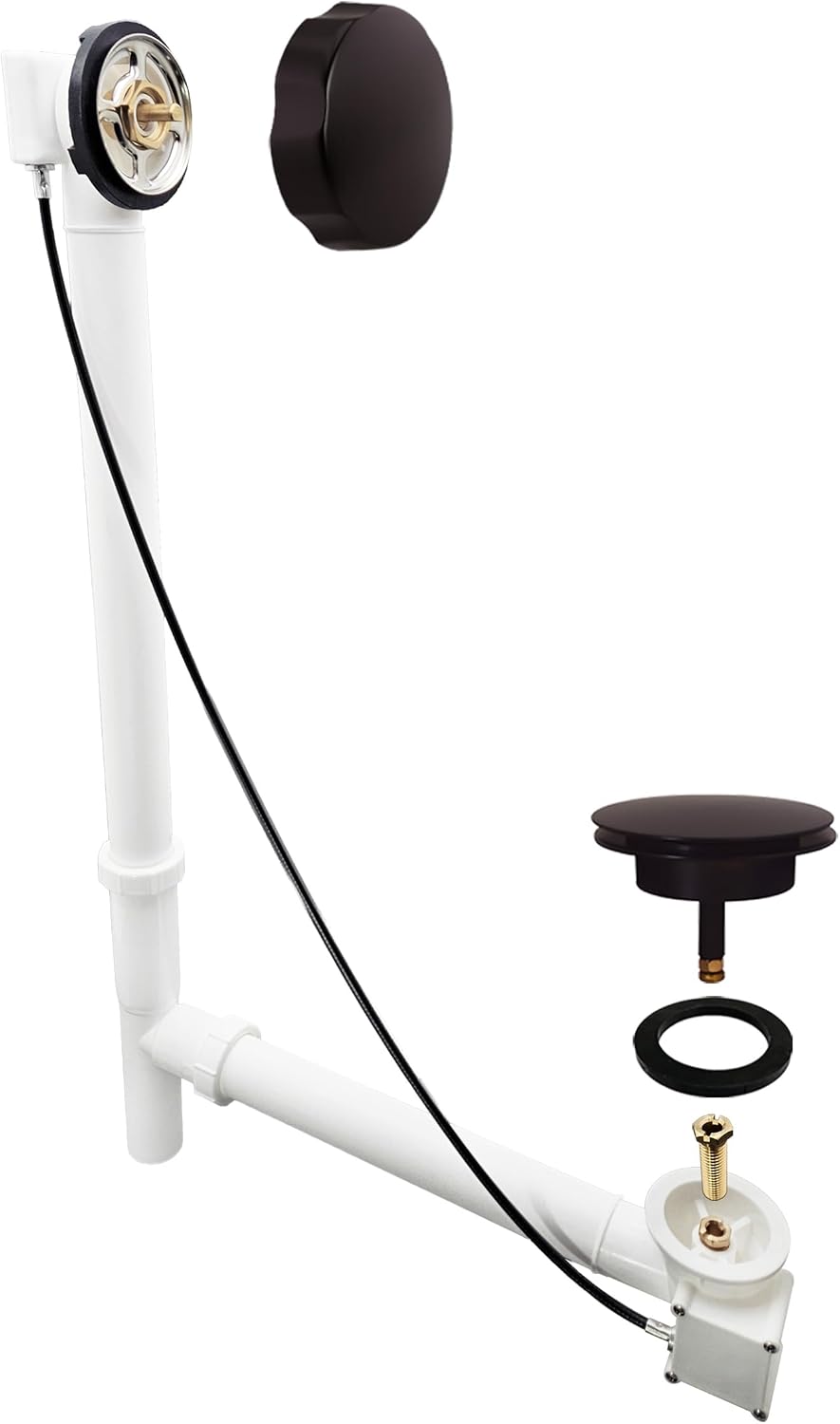 Westbrass Tubular 35 in. Cable Drive Bath Waste, Oil Rubbed Bronze, D50P35TLE-12