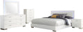 Coaster Home Furnishings Felicity Contemporary 5-Piece Bedroom Set California King Size LED Panel Bed Frame 49-inch Headboard White High Gloss 203500KW-S5L
