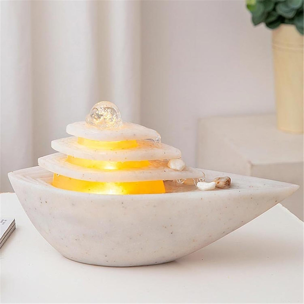 Tabletop Fountain Indoor Tabletop Water Fountain Rotating Ball Waterfall for Home Office Decor(Beige)