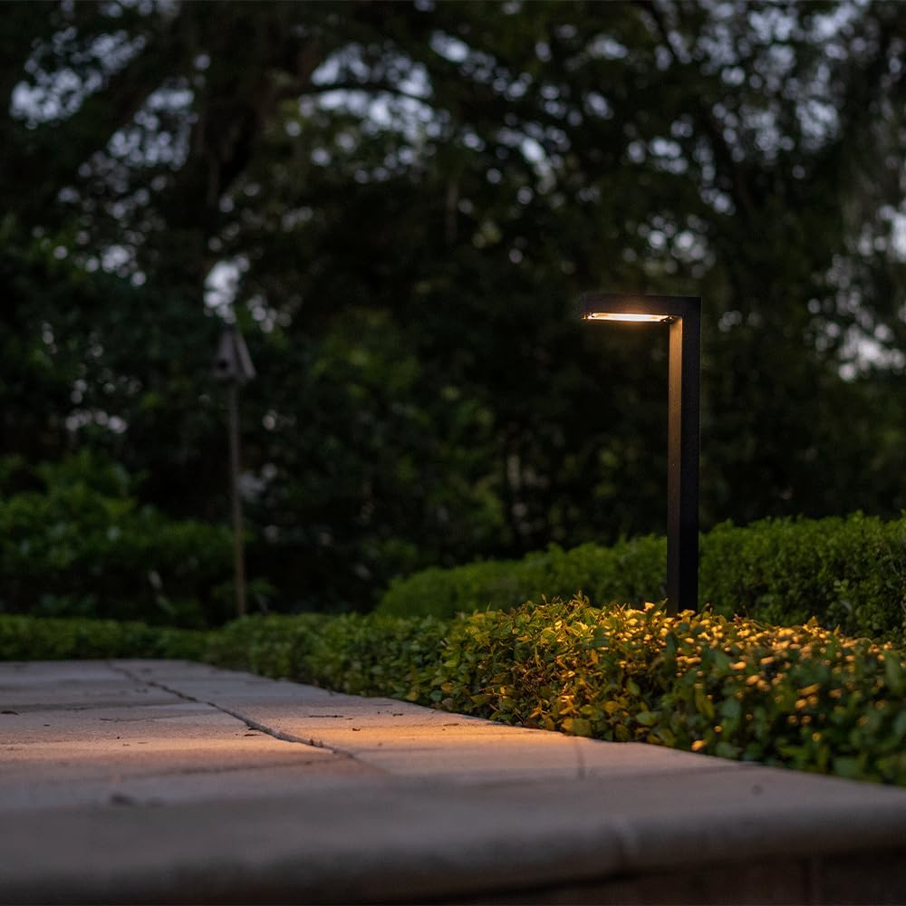 VOLT 12V Wide Modernelle Brass Path Light (Black) with 3W 2700K Warm White G4 LED Bulb for Low Voltage Landscape Lighting on Outdoor Pathway, Walkway, Garden, Driveway or Patio