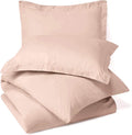 4 Piece Bed in a Bag Set 100% Cotton 1000 Thread Count Duvet Cover Pillow Shams & Fitted Sheet with Extra Deep Pocket Soft Bedding(Queen Size, Blush)