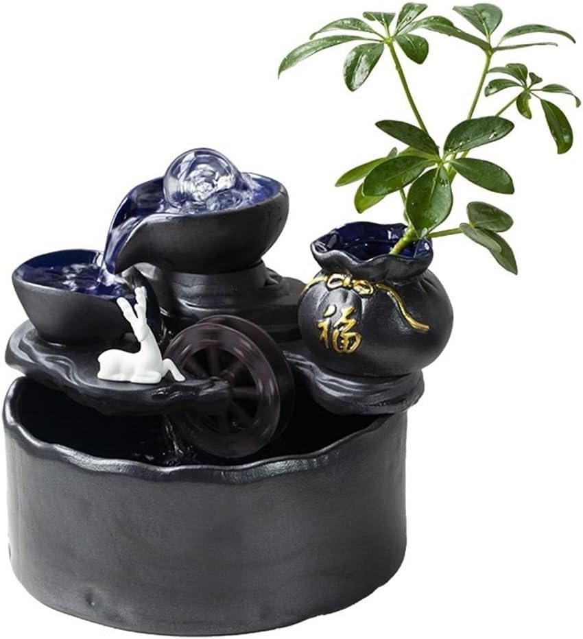 Tabletop Fountain Indoor Fountain, Flowing Water Ornaments Ceramic Circulating Water Landscape Living Room Small Fountain
