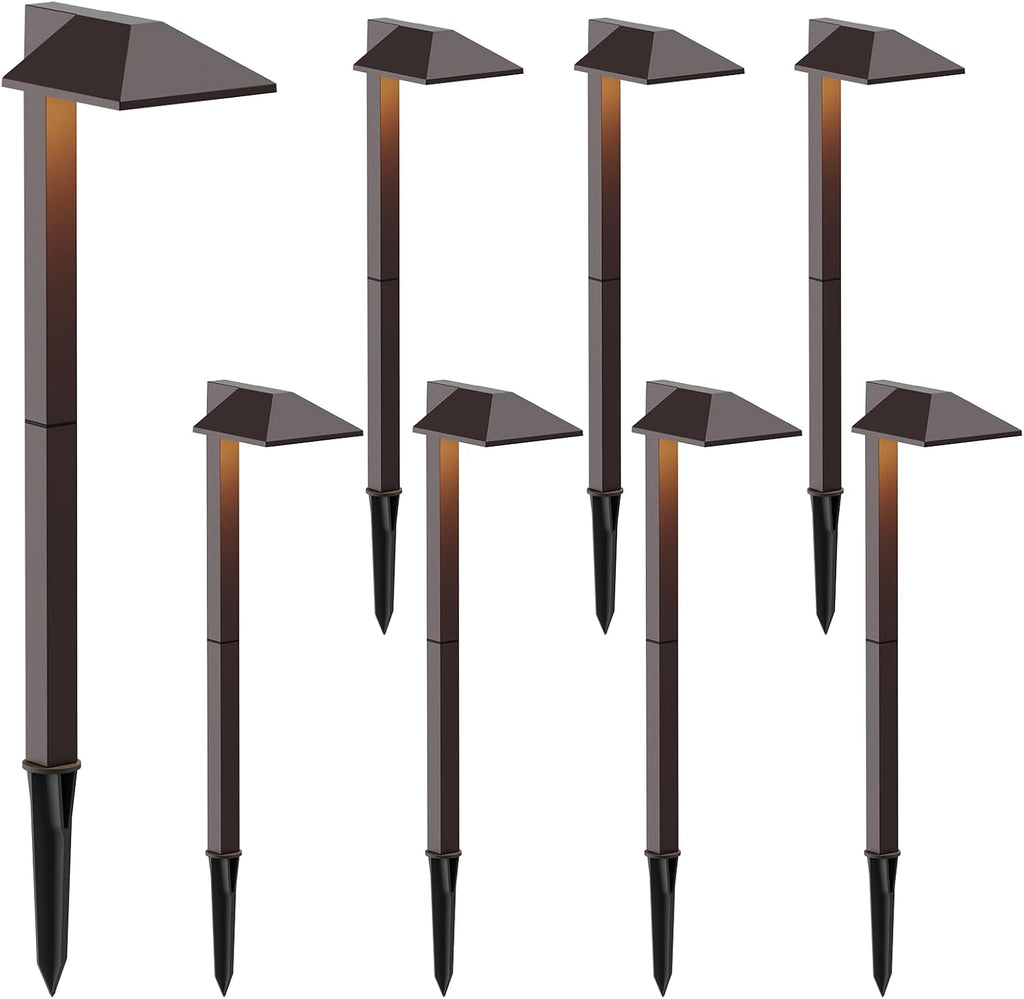 Malibu Low Voltage Landscape Lighting 0.6W LED Pathway Lights Outdoor Landscape Path Lights Wired with Connectors 22 Lumen Warm White Walkway Lights for Garden Yard Lawn 8Pack