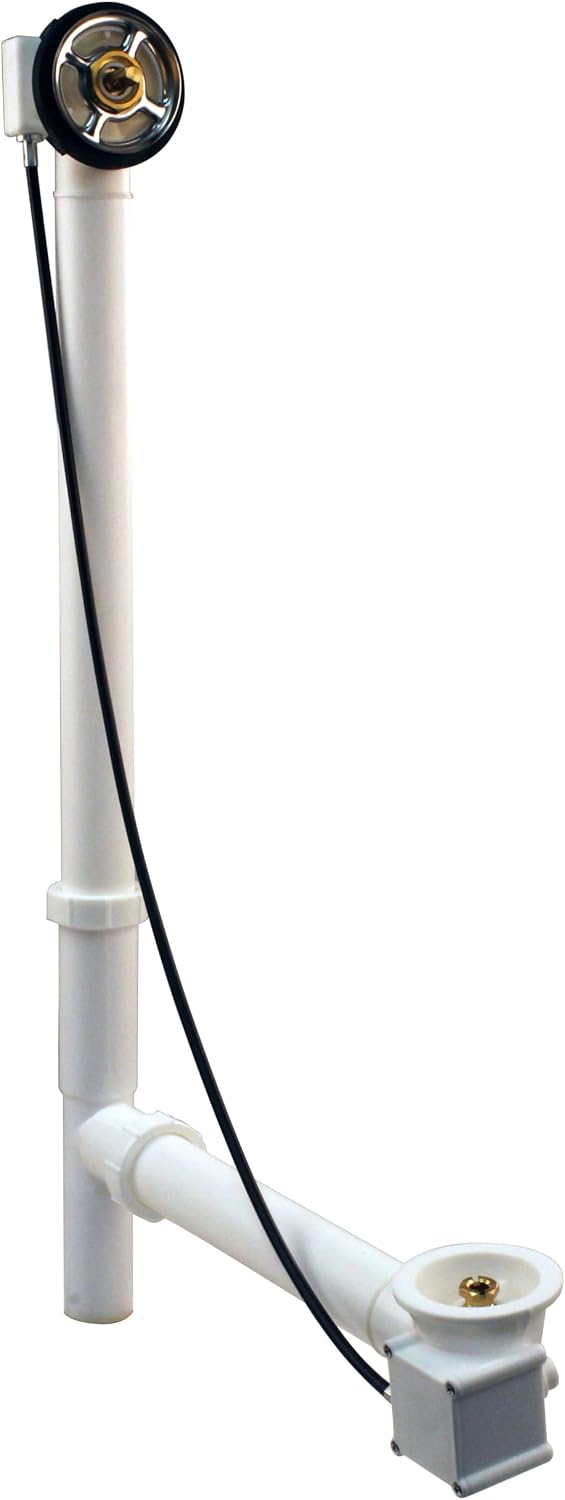 Westbrass D50P35TLE-LT 35' Cable Drive Standard Bath Drain Trim Kit with Poly Tubular Pipes & Fittings, Rough Only (4-Pack)