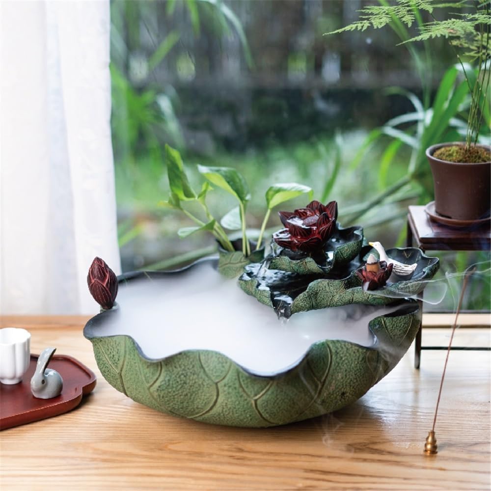 Indoor Waterfall Fountain Indoor Relaxation Lotus Waterfall Fountain with Circulating Aquarium for Home and Office Tabletop Fountains Decor
