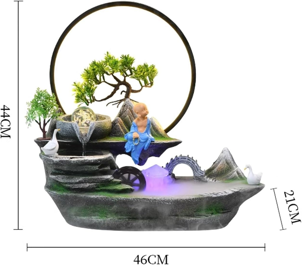 Tabletop Fountain Rocky Mountain Flowing Water Fountain Living Room High Mountain Circulating Water Humidifier Office Front Desk Desktop Decoration Desktop Fountain (Color : 02)