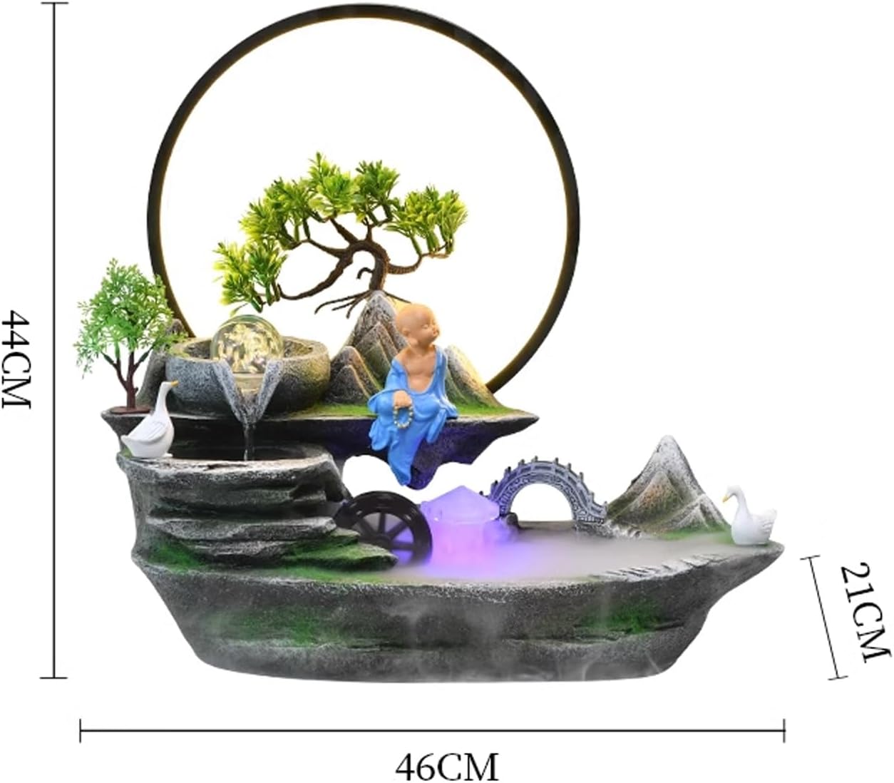 Tabletop Fountain Rocky Mountain Flowing Water Fountain Living Room High Mountain Circulating Water Humidifier Office Front Desk Desktop Decoration Desktop Fountain (Color : 02)