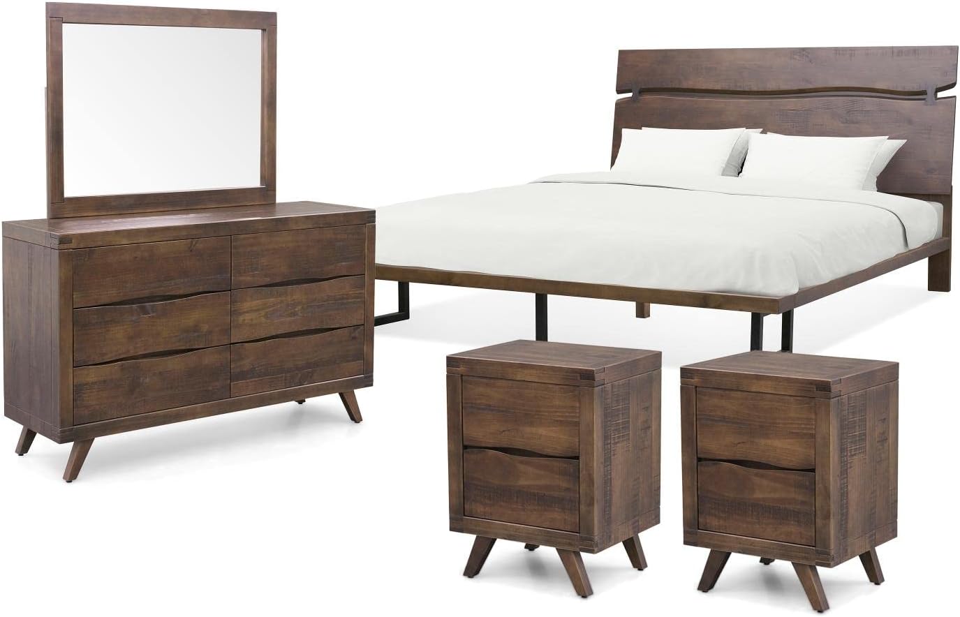 Steve Silver 5-Pc Pasco Bedroom Set in Distressed Cocoa (King: 93 in. L x 85.3 in W x 44 in. H)