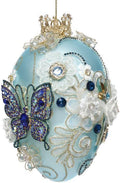 Mark Roberts Faberge Jewel Egg Ornament, Turquoise, 7 Inches, 36-61308, Spring Easter Glass
