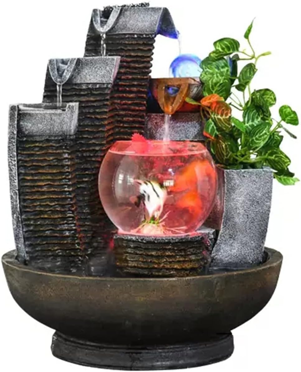 Indoor Fountain Modern Indoor Alpine Water Fountain Turning Ball Living Room Decoration Indoor Humidifier Fish Tank Desktop Decoration Home Decoration Tabletop Fountains
