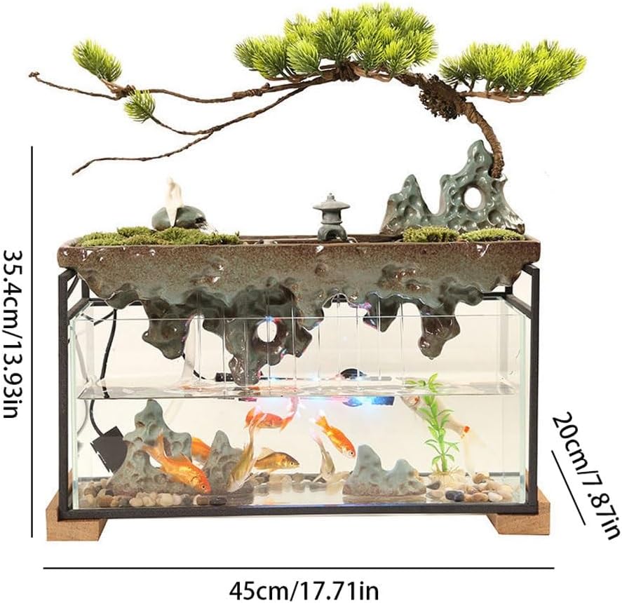 Waterfall Fountain Indoor Flowing Water Ornaments Living Room TV Cabinet Desktop Glass Fish Tank Circulating Fountain Table Top Water