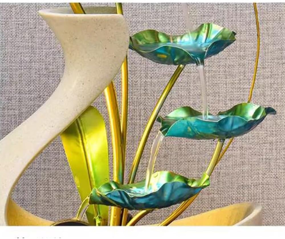 Tabletop Fountains Iron Desktop Fountain Circulating Water Lotus Decoration Zen Meditation Ornament Indoor Fountains