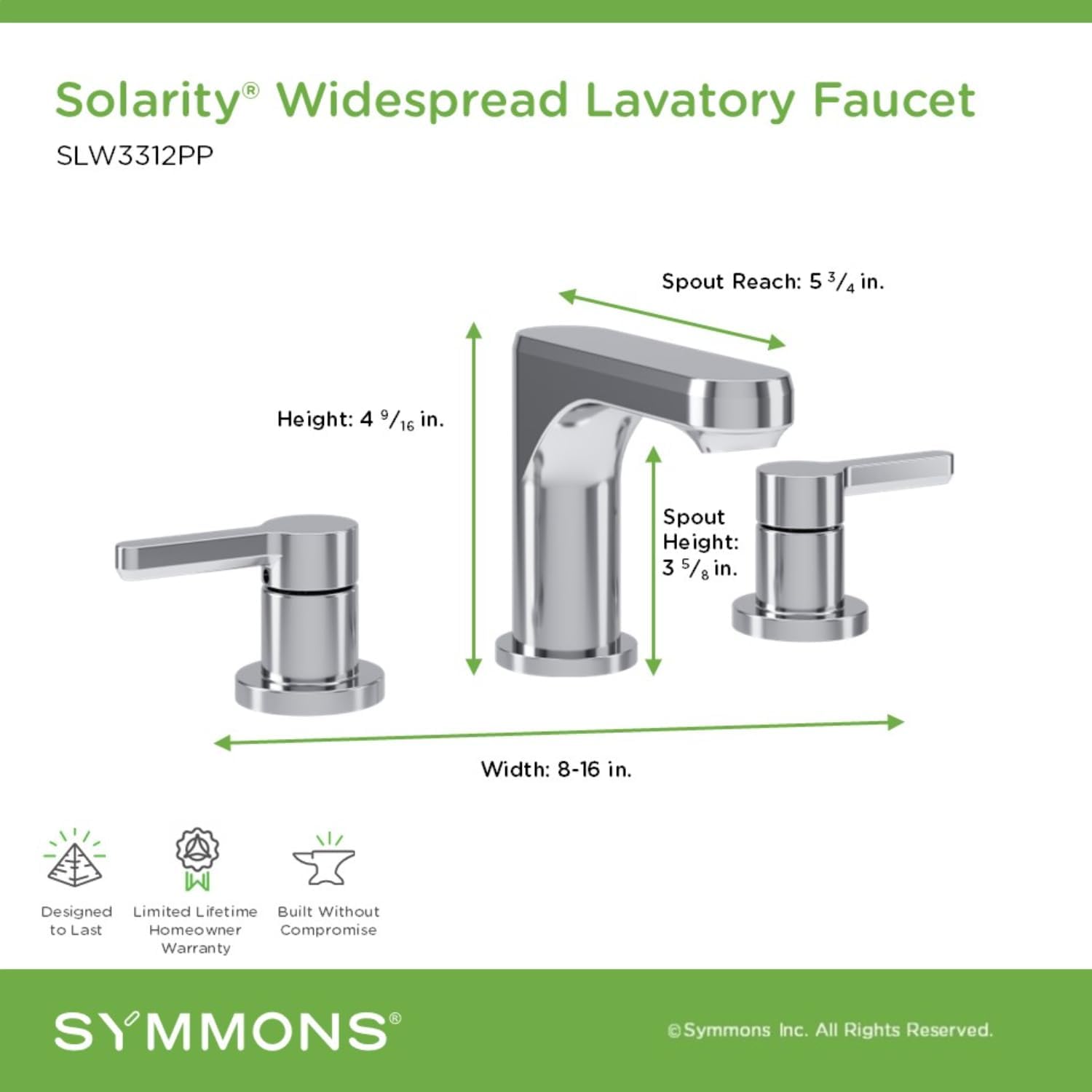 Symmons Solarity Two Handle Widespread Bathroom Sink Faucet with Push Pop Drain in Polished Chrome